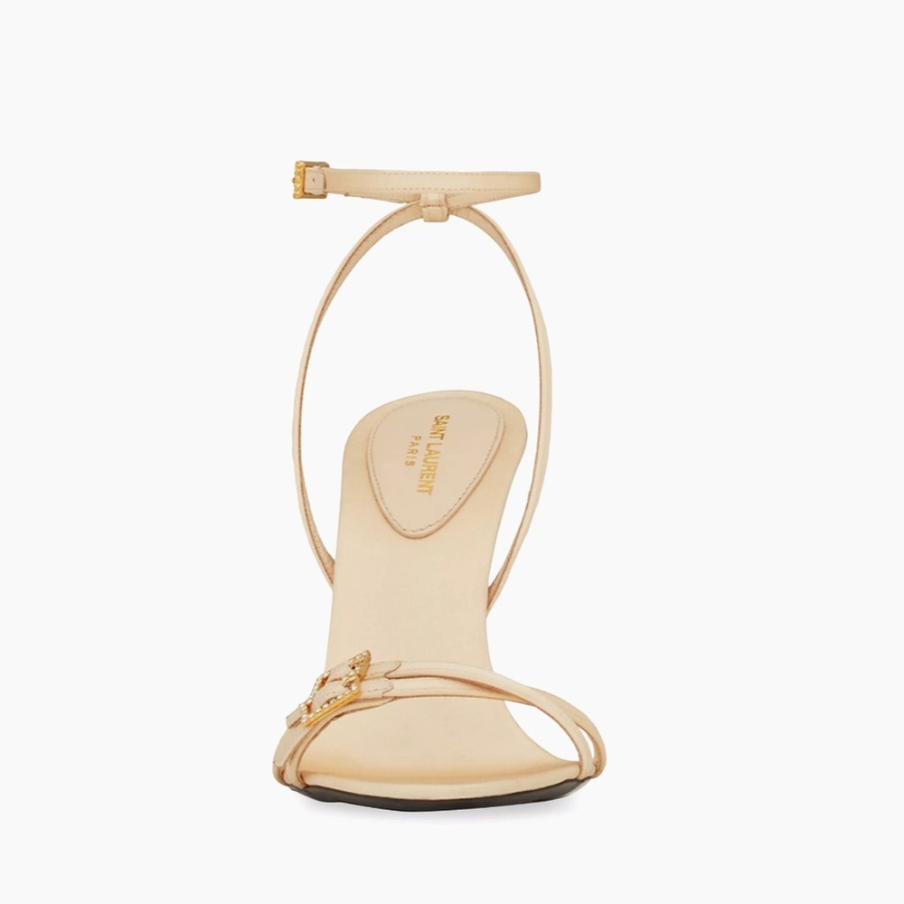 Yves Saint Laurent Lila Cream Ankle Strap Sandals Heels Size 39 NWT - Picture 2 of 9